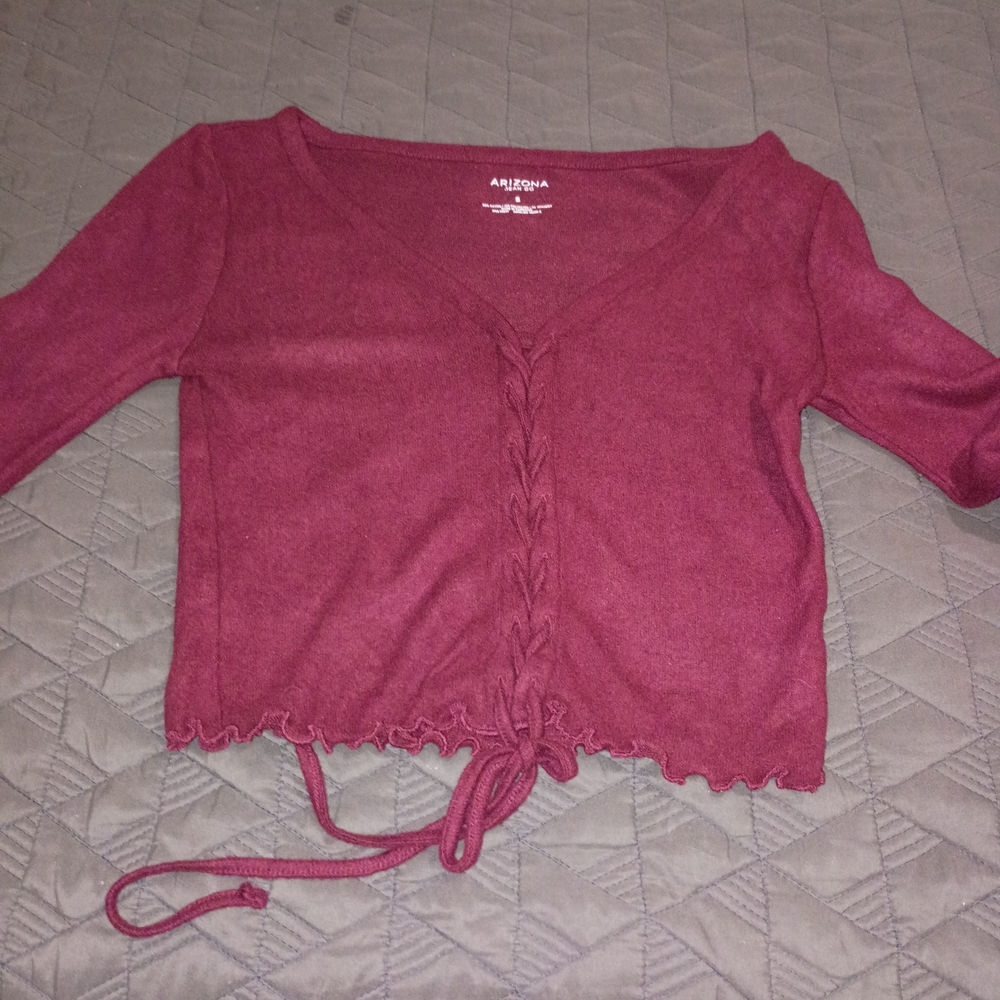 Arizona Jean Company Rose Berry Tie-Front Crop Top
